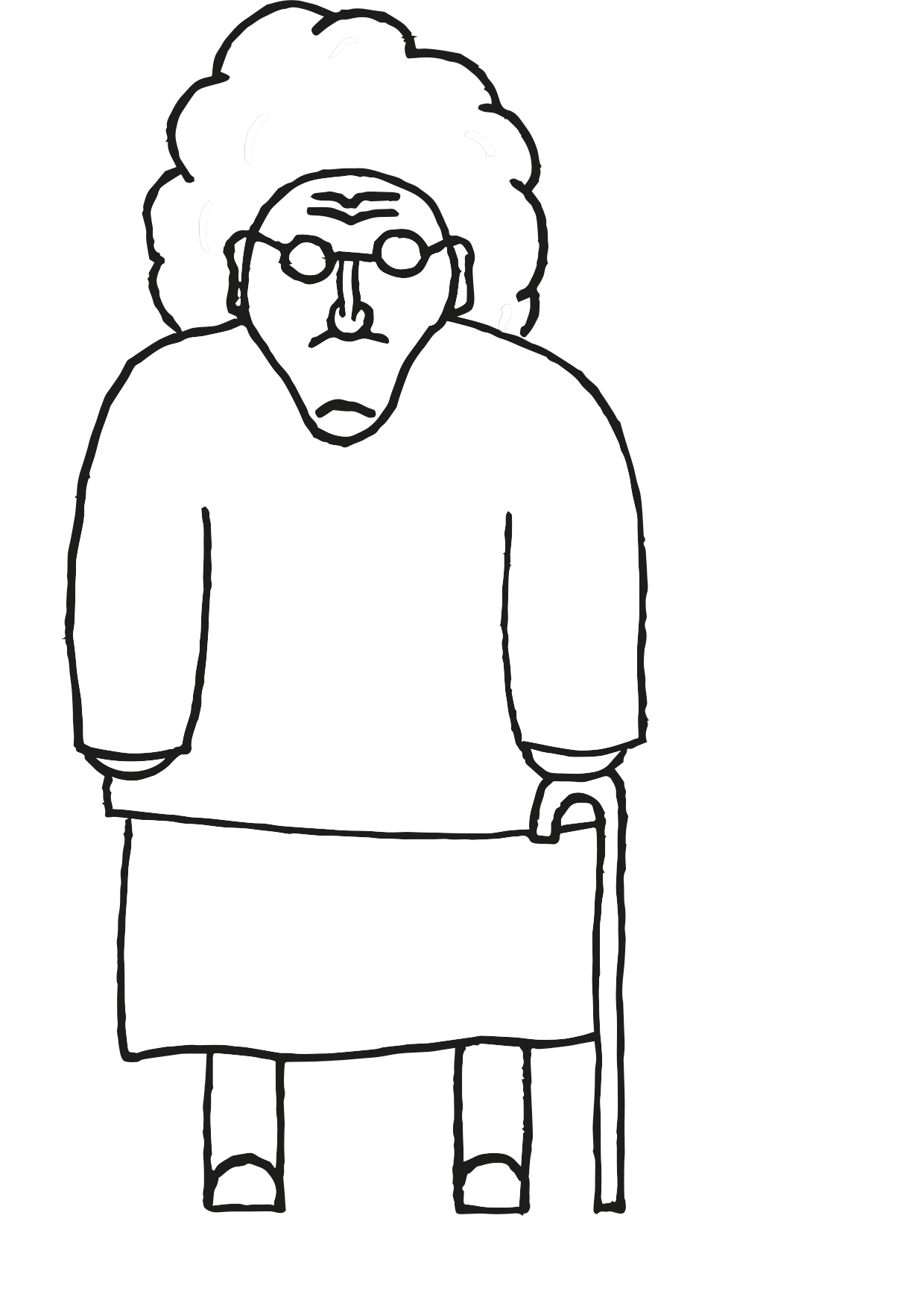 3 frames animation of a grandma doing a Dab