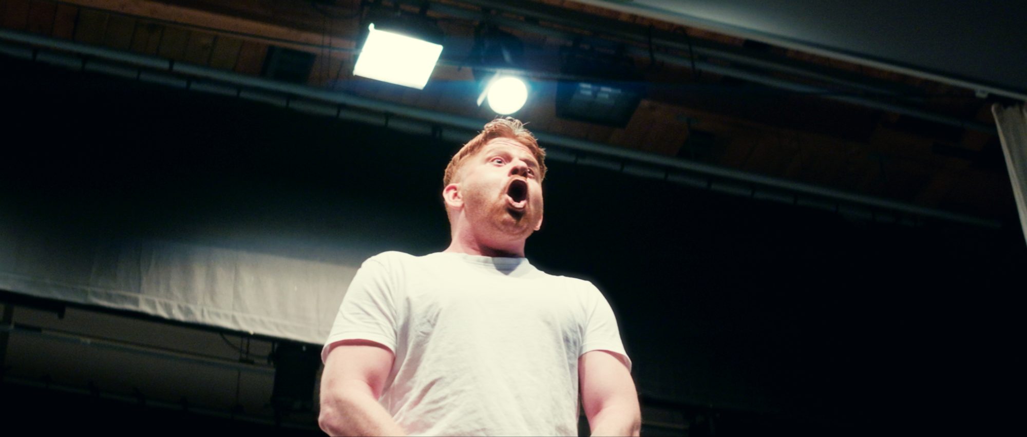 Actor an a theatre play shouting